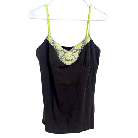 American Eagle Outfitters Tops - American Eagle Outfitters Women’s Embroidered Neon Green and Gray Tank Top‎ Sz L
